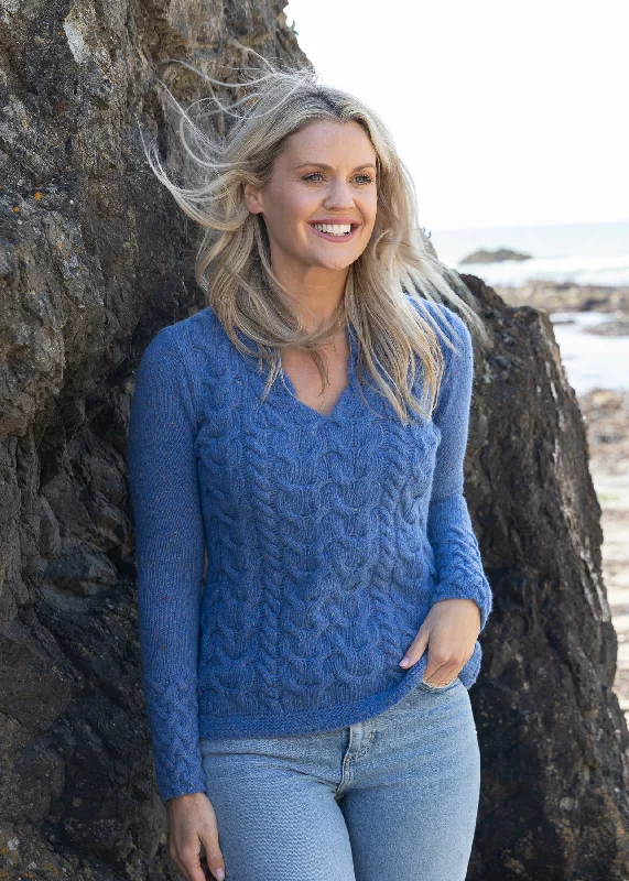 Horseshoe V Neck Aran Sweater | Marina