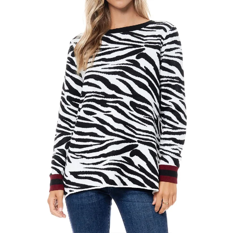 Fever Womens Leopard Print Fall Pullover Sweater