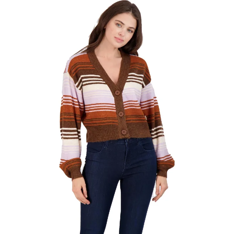 Kendall + Kylie Women's Knit Striped Short Cardigan Sweater