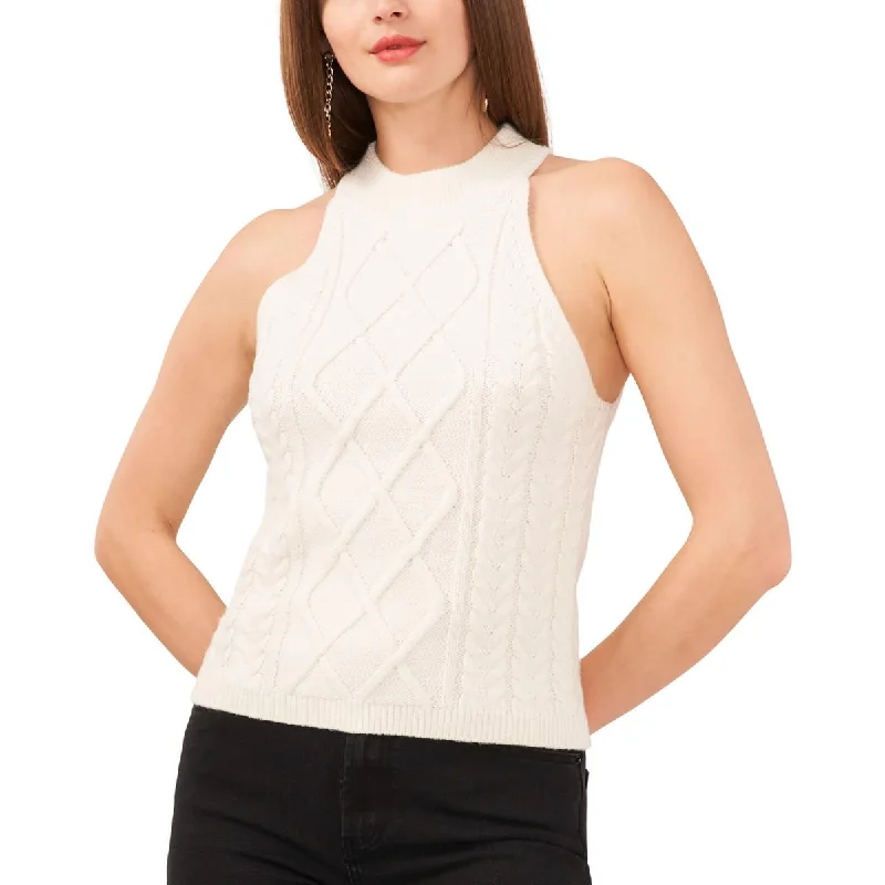 1.State Womens   Crochet Vest Turtleneck Sweater