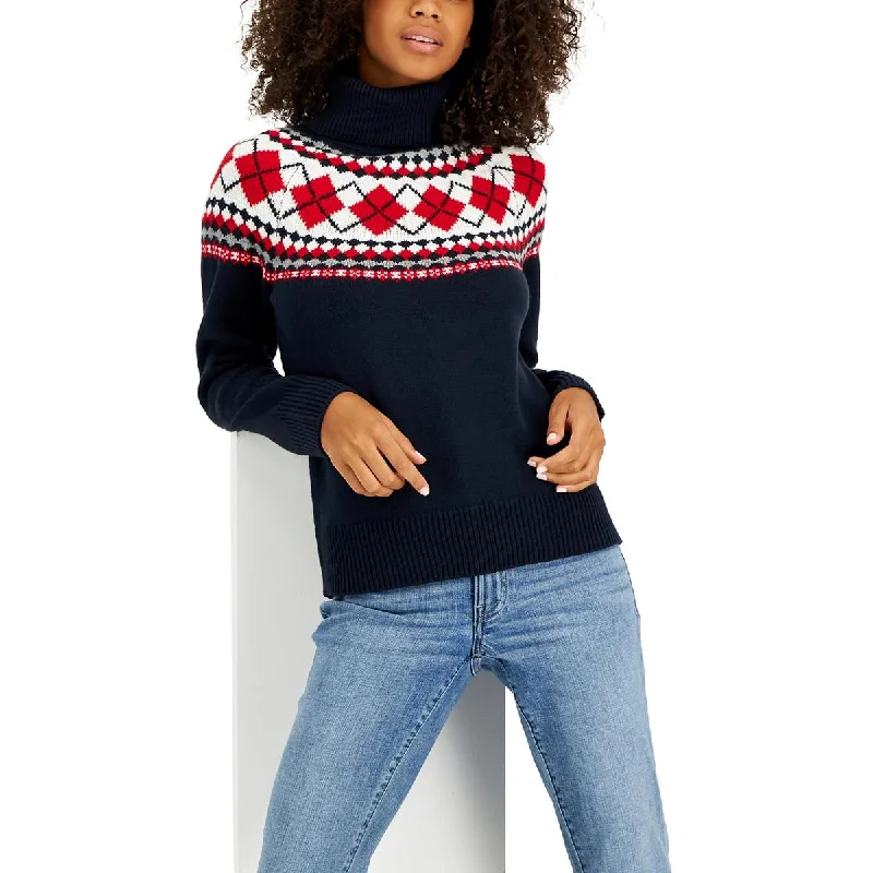 Tommy Hilfiger Womens Pattern Turtle Neck Pullover Sweater