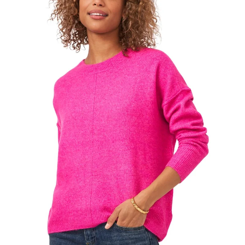 Vince Camuto Womens Plus Ribbed Trim Knit Crewneck Sweater