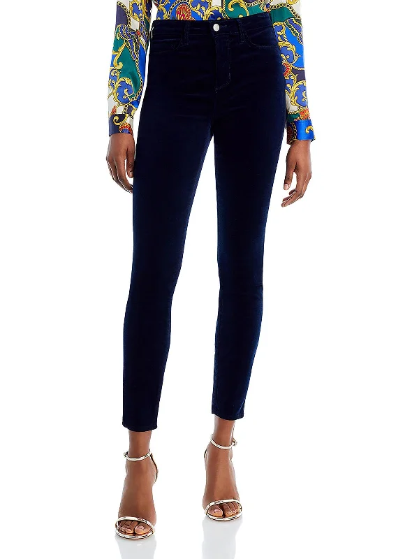 Monique Womens Velvet Ultra High Rise Skinny Pants