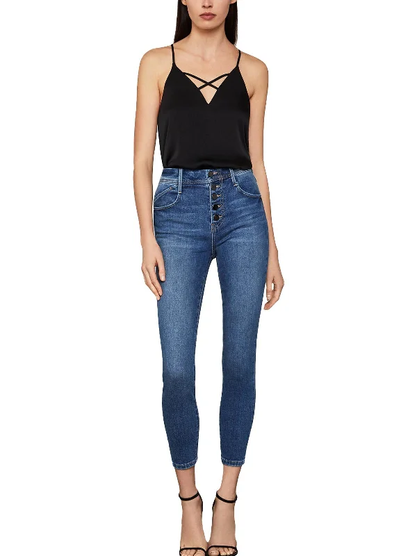 Womens High Rise Skinny Cropped Jeans