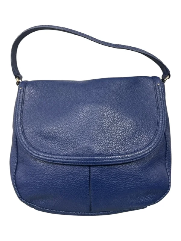 Cole Haan Cobalt Blue Pebble Leather Magnetic  Flap Bag