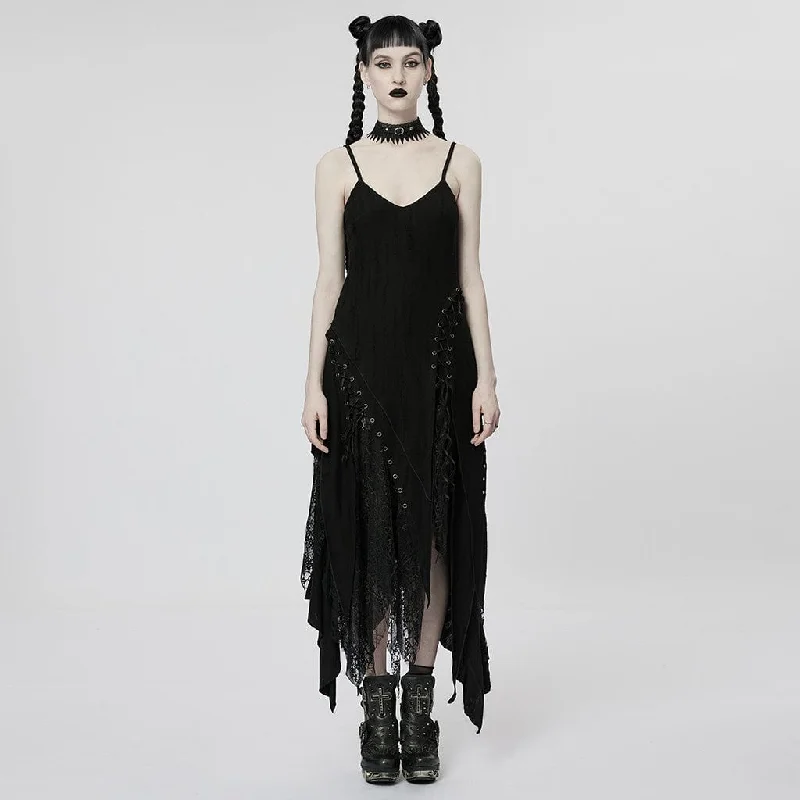 Women's Punk Irregular Mesh Splice Slip Dress