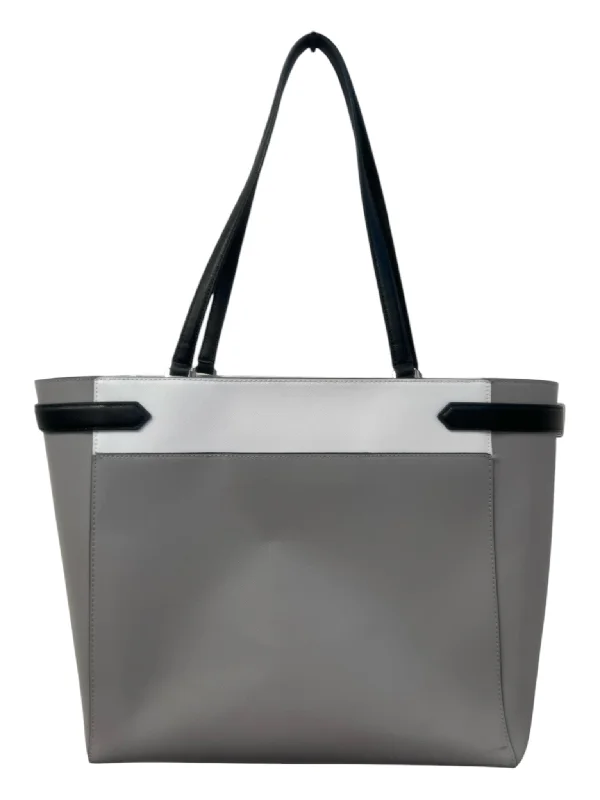 Kate Spade Gray, white & black Saffiano Leather 2 Strap Shoulder Bag Tote Bag