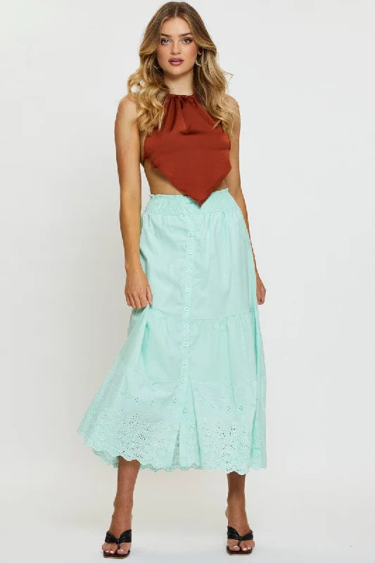 Green Maxi Skirt High Rise