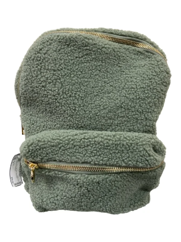 Stoney Clover Green Fleece Zip Gold Hardware Backpack Bag