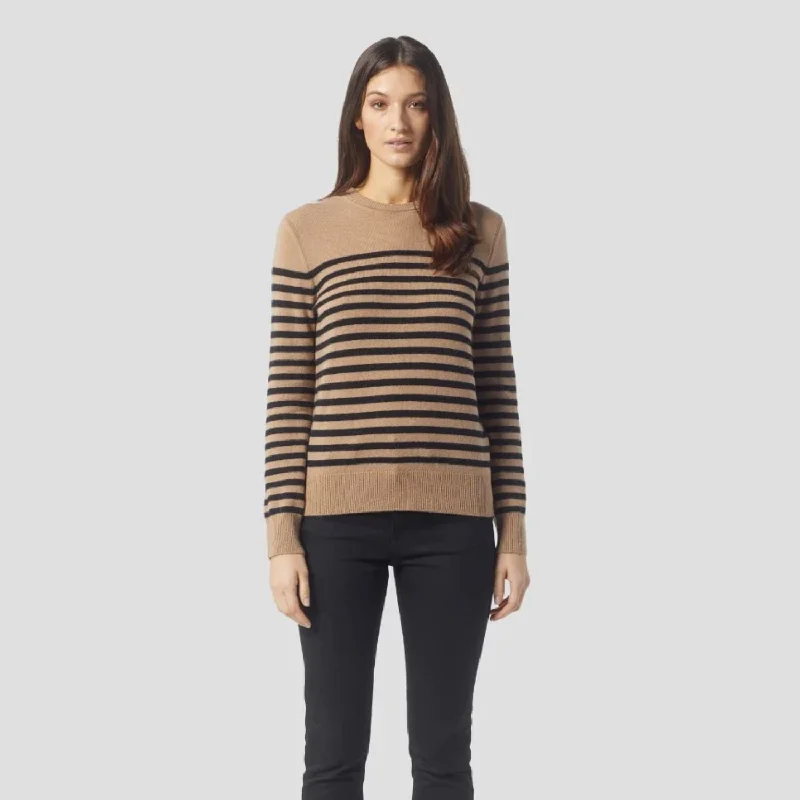 Sanni Cashmere Crew Sweater (Camel + True Black)