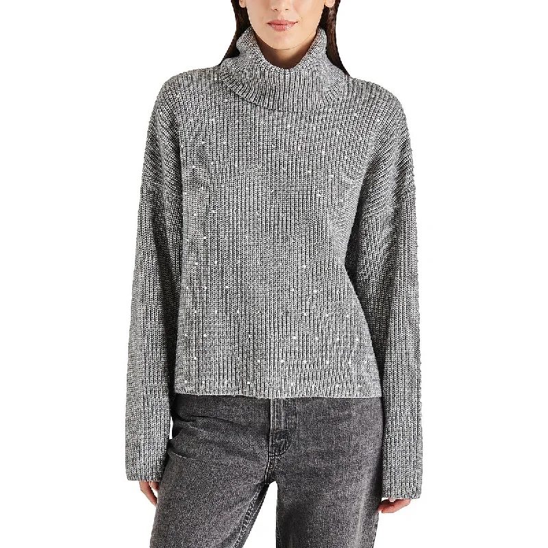 Steve Madden Womens Astro Heathered Long Sleeve Turtleneck Sweater