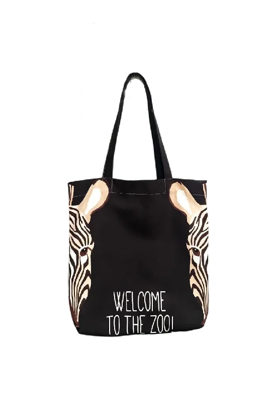 Zebra Patterned Beach Bag