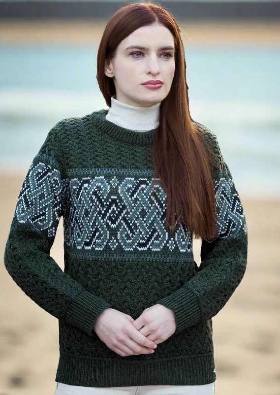 Aran Crafts Unisex Jacquard Sweater | Green