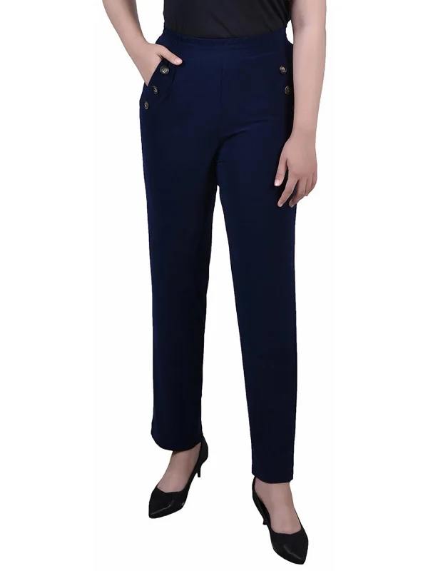 Petites Womens High Waist Work Wear Trouser Pants