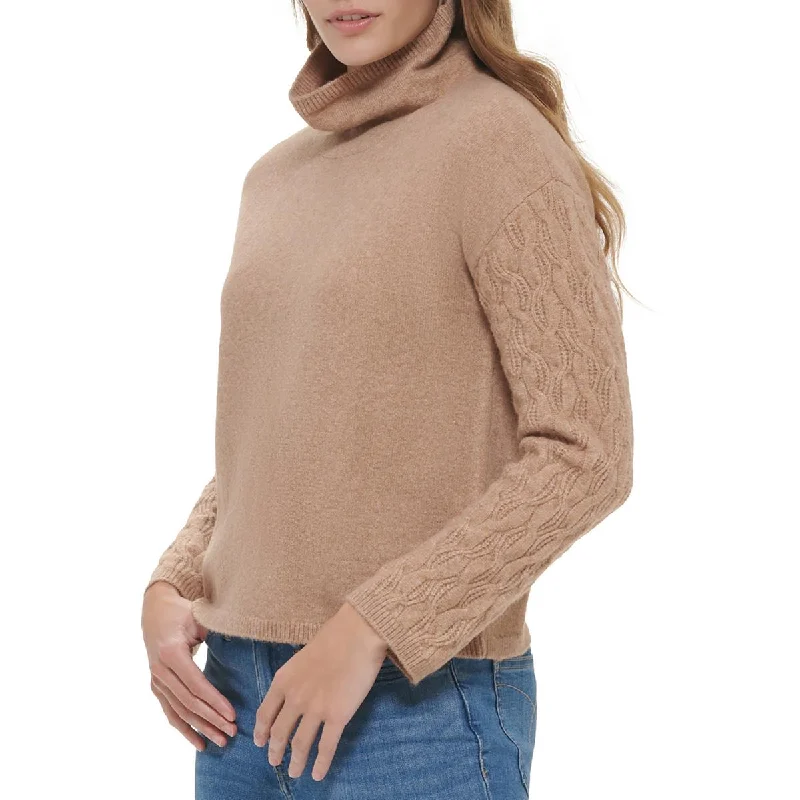 Calvin Klein Womens Cable Knit Cowlneck Pullover Sweater