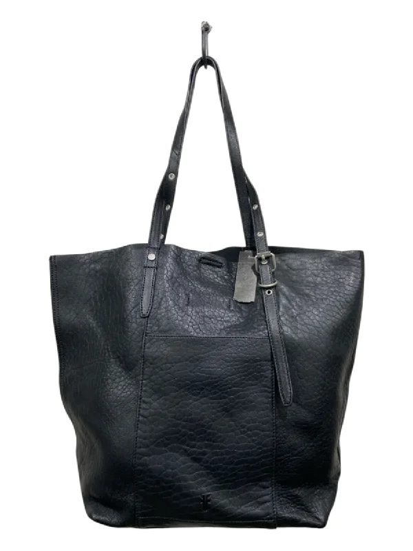 Frye Black Leather Magnetic Closure Tote Bag