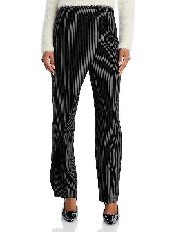 Womens Pintripe Business Straight Leg Pants