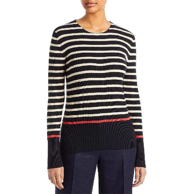 Lafayette 148 New York Womens Crewneck Striped Pullover Sweater