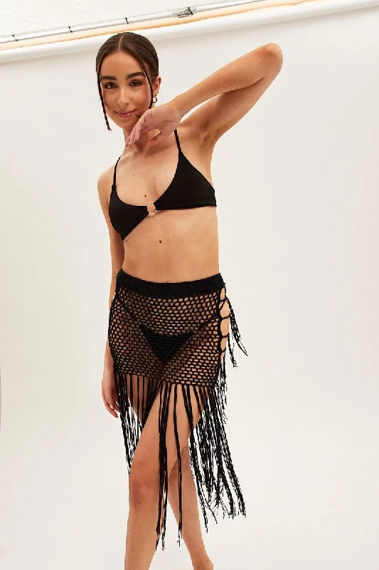 Black Crochet Beach Skirt