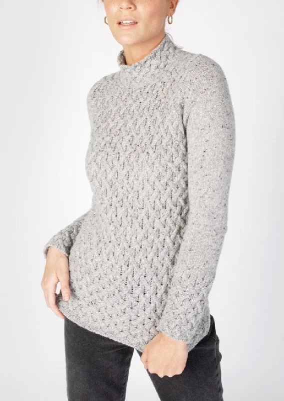 IrelandsEye Women's Trellis Aran Sweater | Grey