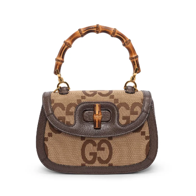 Gucci Brown Jumbo GG Small Bamboo 1947 Bag