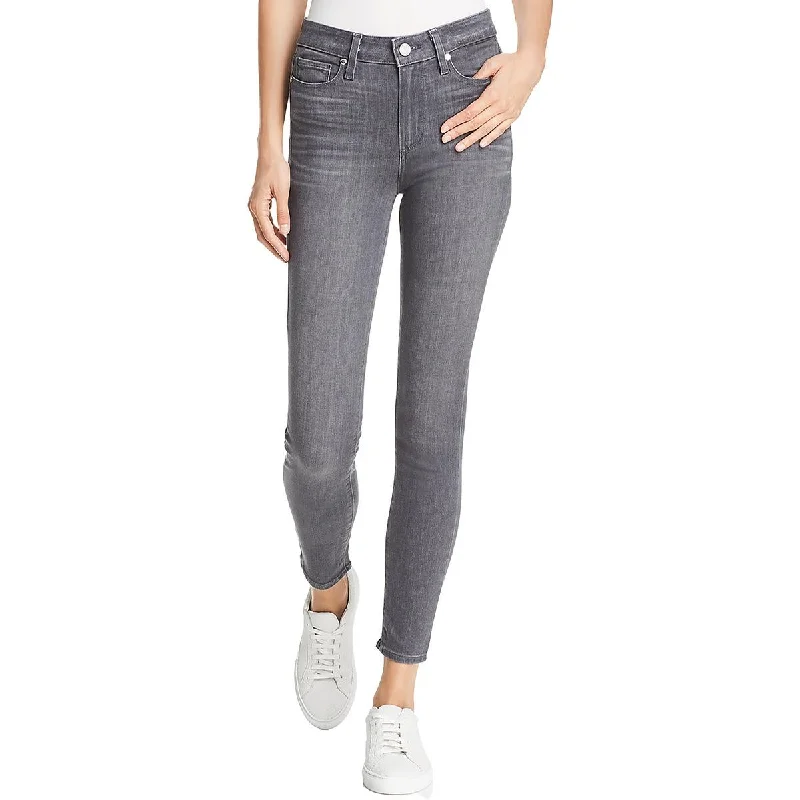 Womens Mid Rise Faded Ankle Jeans