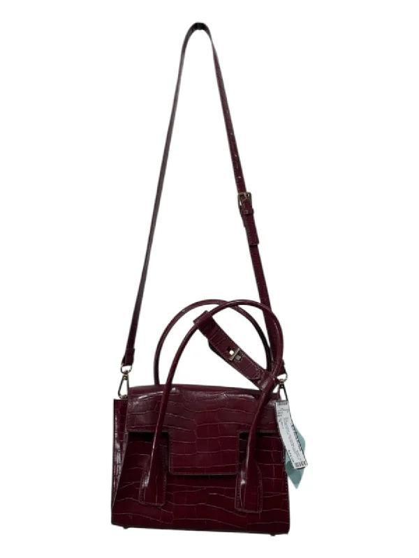 No Brand Burgundy Red Faux Leather Embossed Crossbody Gold Hardware Bag