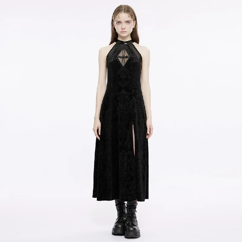 Women's Gothic Halterneck Velvet Dress