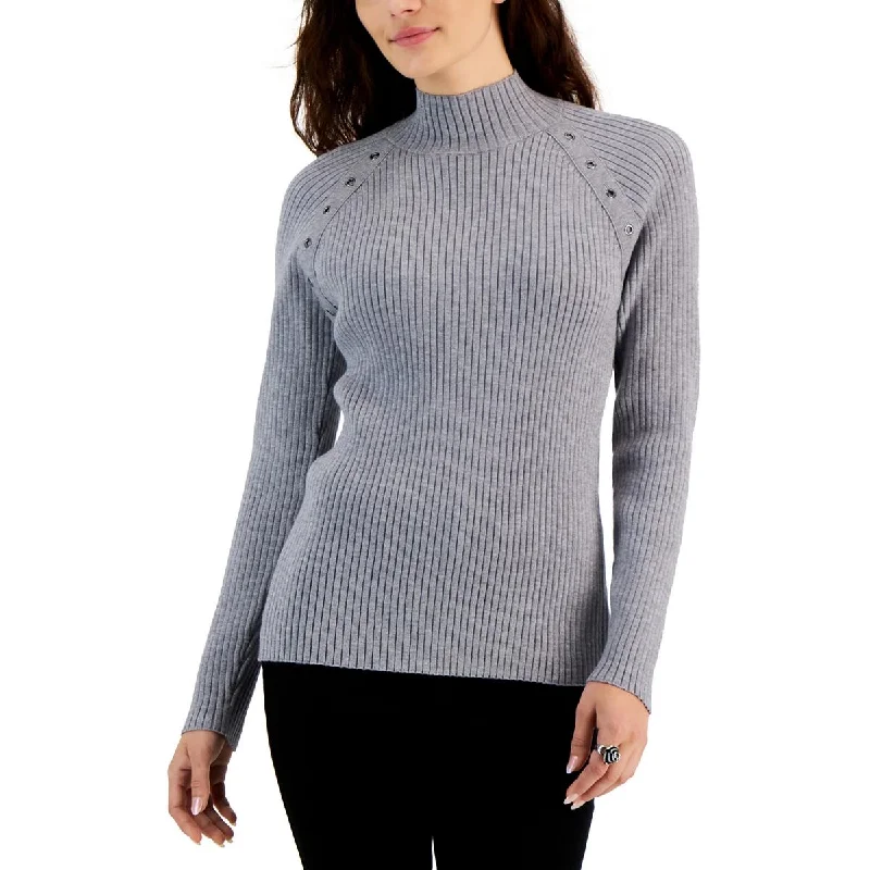 Fever Womens Ribbed Knit Holiday Pullover Sweater