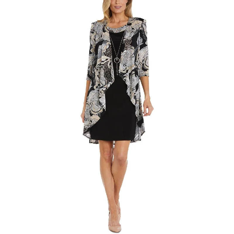 R&M Richards Womens Plus Printed Long Duster Sweater