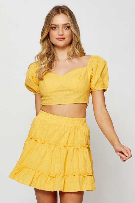 Orange Frill Short Skater Skirt