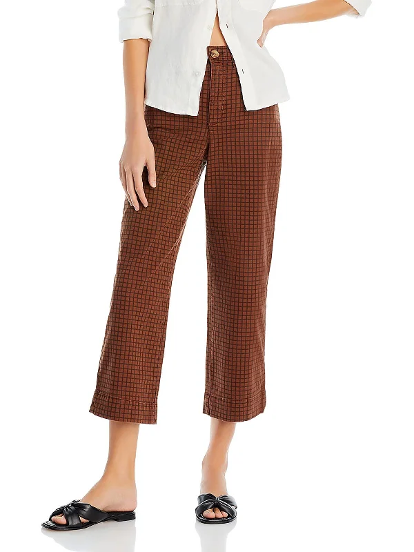 Womens High Rise Cropped Wide Leg Pants