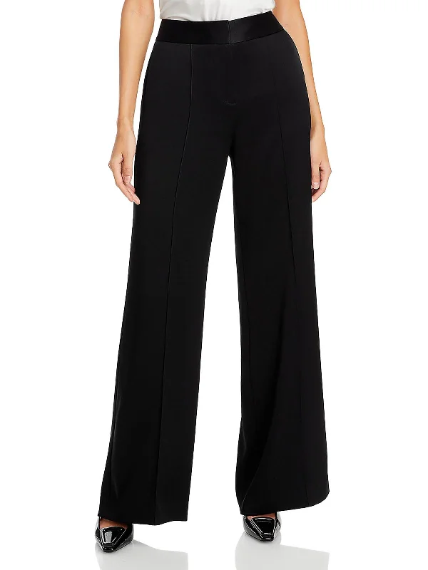 Andi Womens High Rise Pintuck Wide Leg Pants