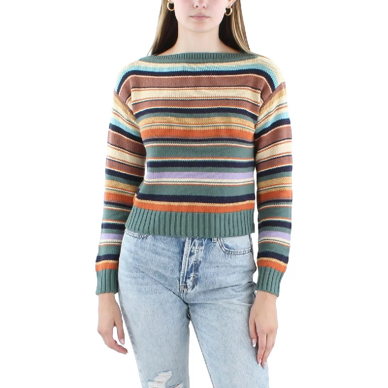 Lauren Ralph Lauren Womens Petites Linen Blend Striped Pullover Sweater