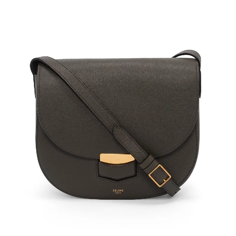 Celine Anthracite Grained Calfskin Trotteur Bag