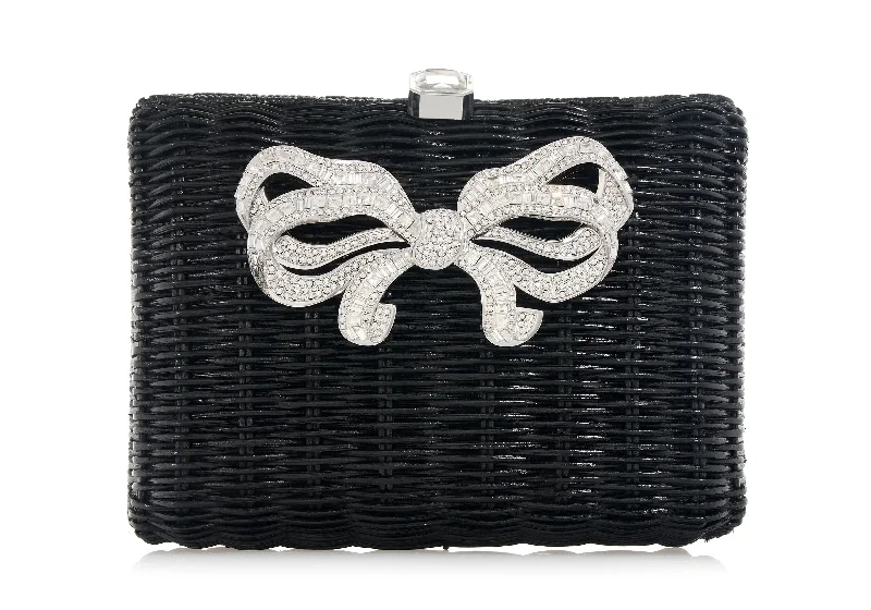 Hailey Wicker Basket Bow Black