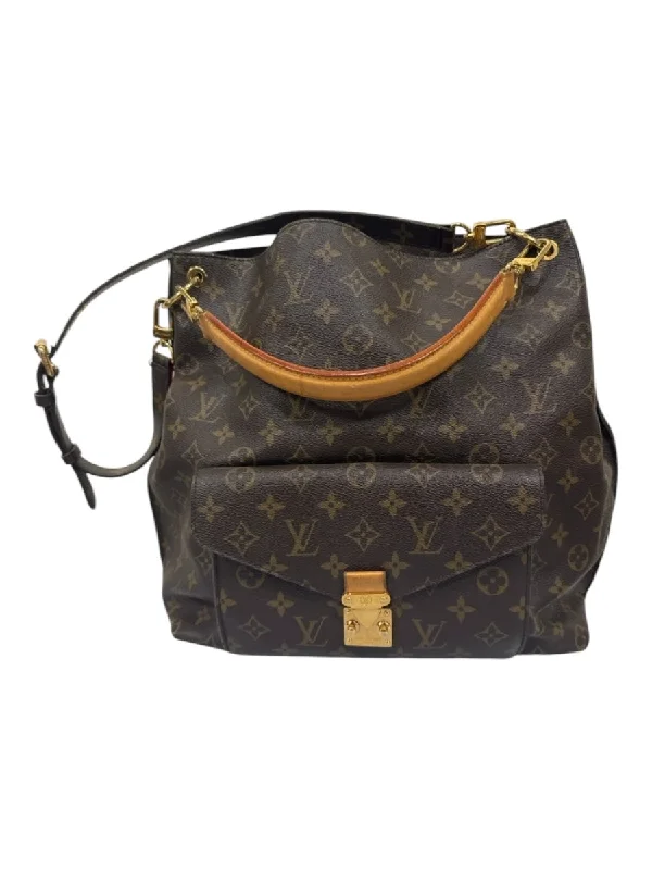 Louis Vuitton Brown Print Leather One Handle Hobo Gold Hardware Bag