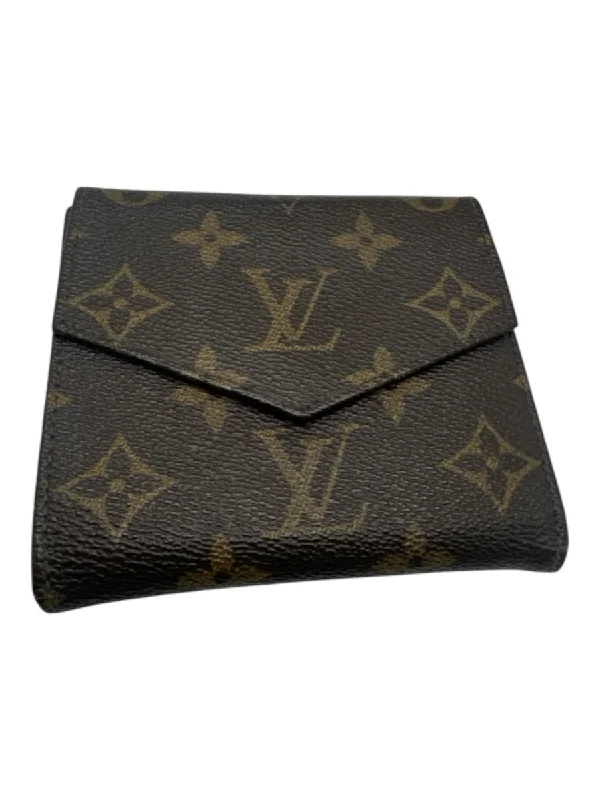 Louis Vuitton Brown Pebbled Leather Button Close Square Wallets