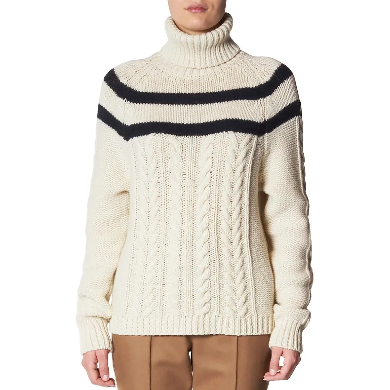 Moncler Womens Cashmere Open Stitch Turtleneck Sweater