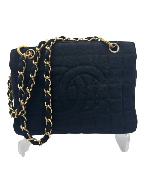 Chanel Black Cotton Quilted Goldtone Hardware Dust bag incl. Jersey Bag