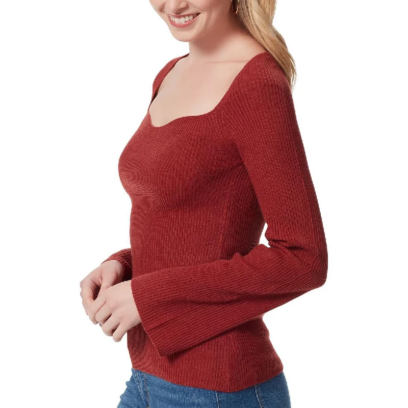 Jessica Simpson Womens Sweetheart Neckline Ribbed Pullover Sweater