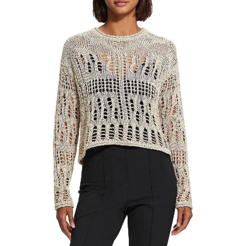 Theory Womens Open Stitch Knit Pullover Sweater