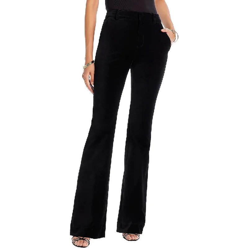 Lola Womens Velvet Mid-Rise Flared Pants