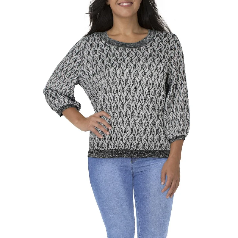 MSK Womens Plus Metallic Knit Pullover Sweater