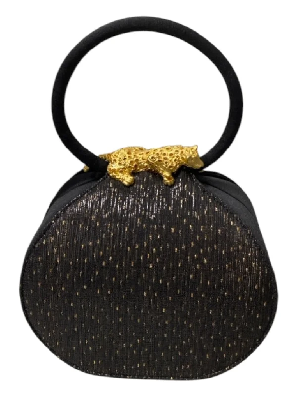 Rodo Black Gold hardware Cheetah Evening Snap Closure Bag