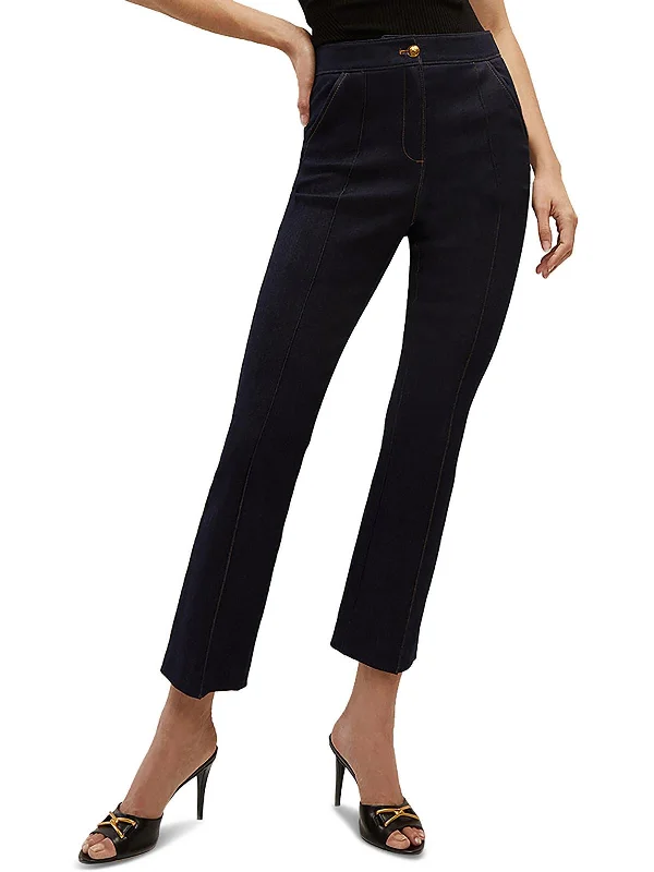 Kimra Womens High Rise Straight Leg Cropped Pants