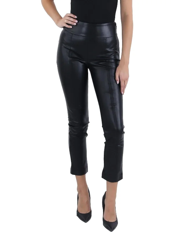 Womens Faux Leather High Rise Skinny Pants