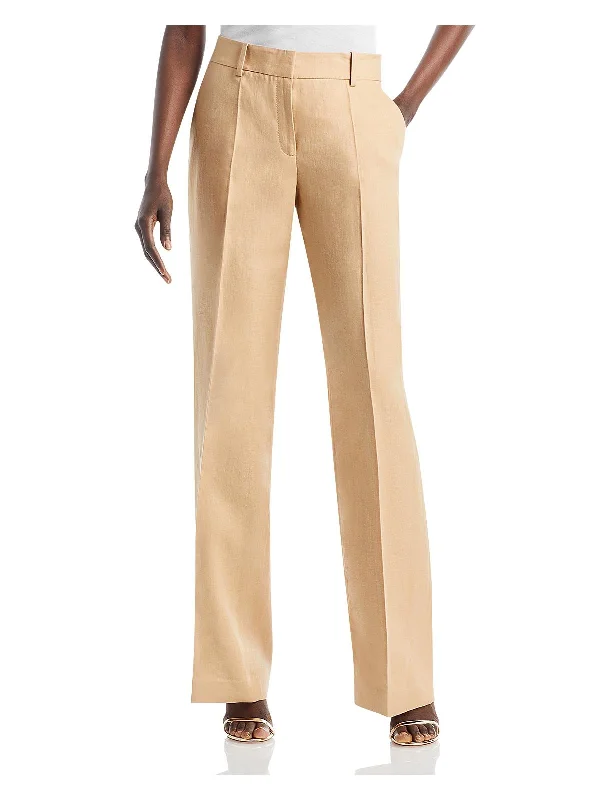 Womens High Rise Pleated Wide Leg Pants