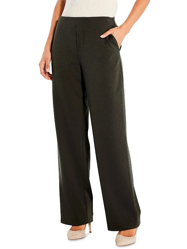 Womens High Rise Solid Wide Leg Pants