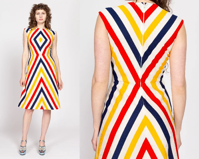 Small 70s Chevron Striped Midi Dress